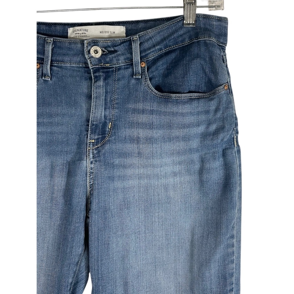 Signature by Levi Strauss & Co Womens Mid Rise Slim Jeans Medium Wash Blue - Picture 2 of 7